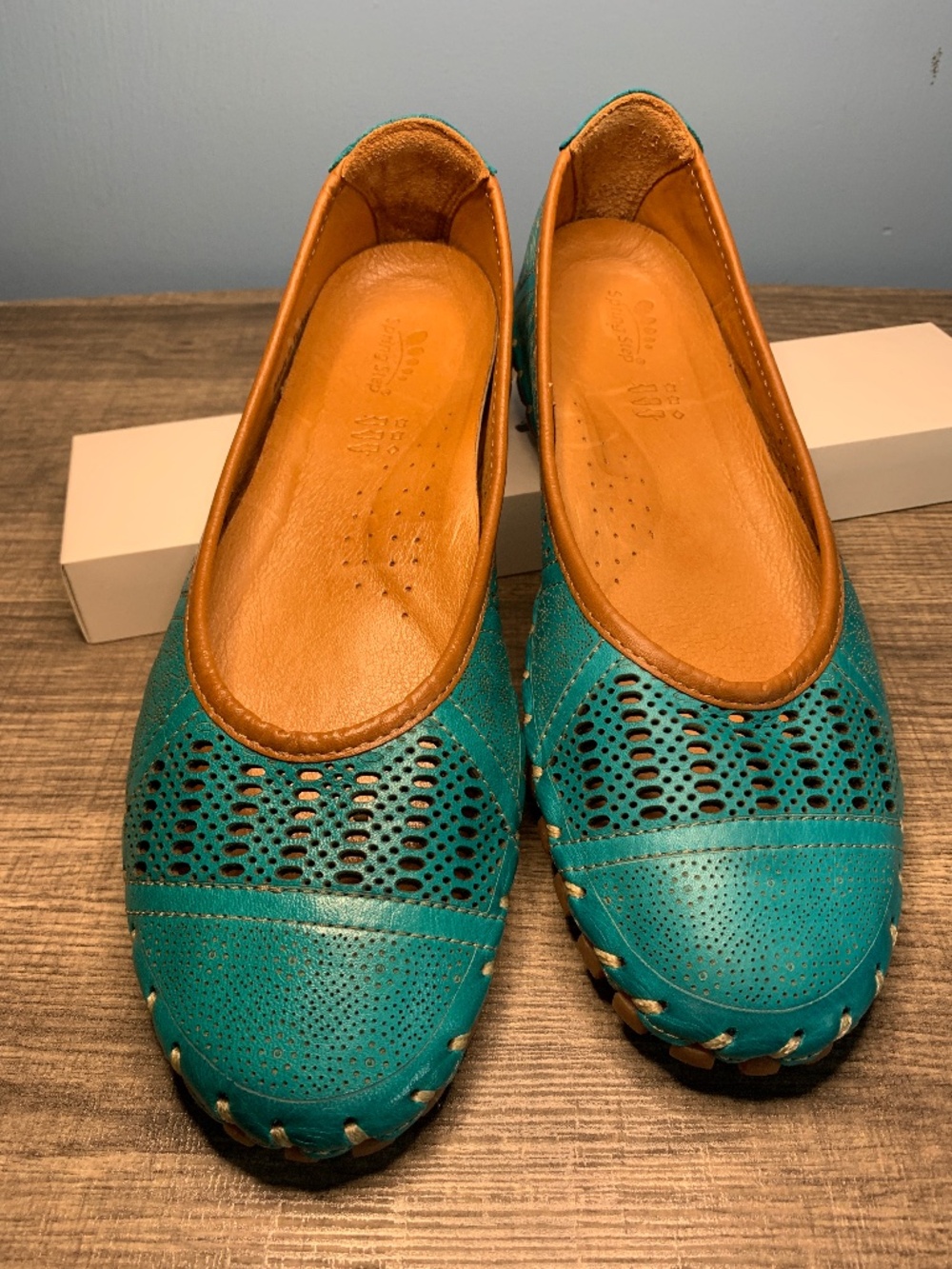 Spring Step turquoise Fusaro Leather slip-on size 8.5